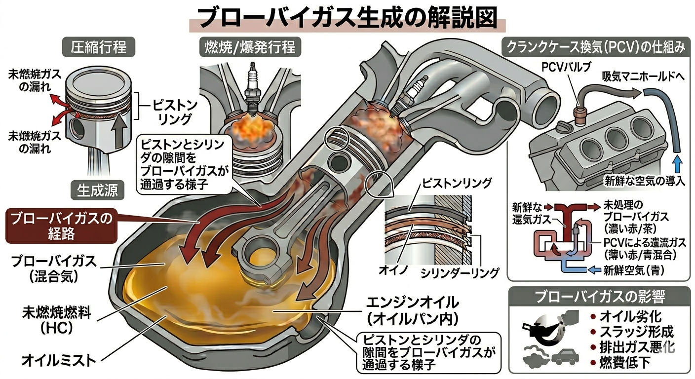 エンジンオイルのスラッジやデポジットが生成されるメカニズム